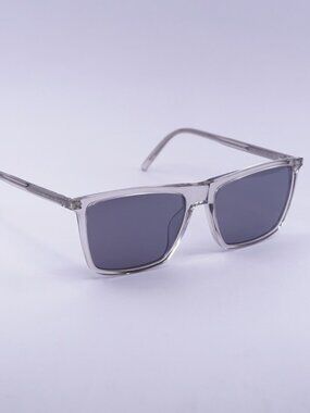 Saint Laurent SL668 003 Men Sunglasses Beige Rectangle Frame, Silver Lenses